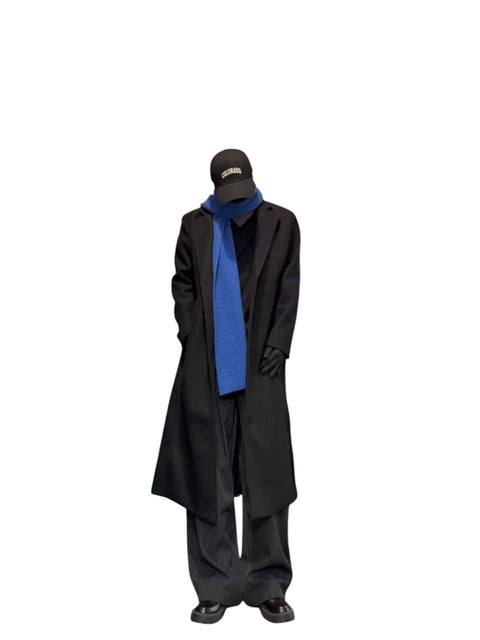 LONG OVERSIZED PADDED SHOULDER WOOL COAT tt039