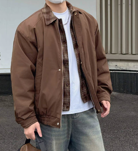 LAYERED PLAID WORK JACKET st5083