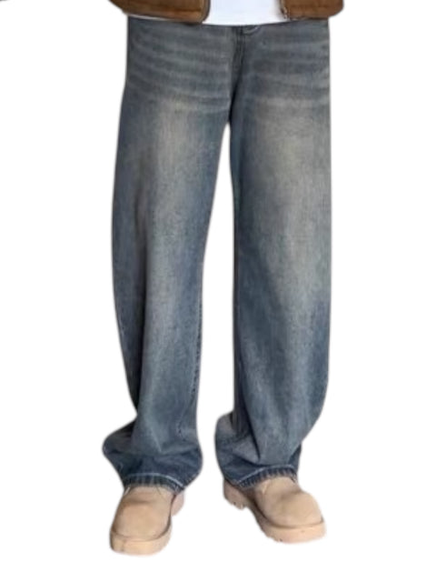 HEAVY WASHED VINTAGE STRAIGHT-LEG JEANS st5105