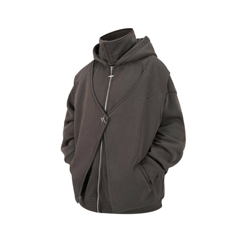 FAKE-LAYER ZIP-UP HOODIE TT011