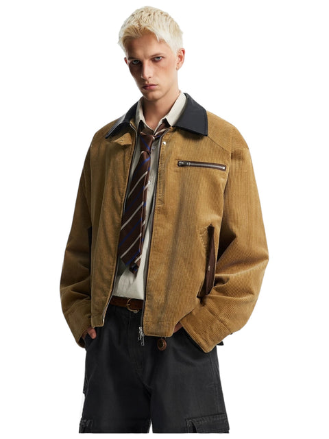 CORDUROY LEATHER-COLLAR JACKET st5050