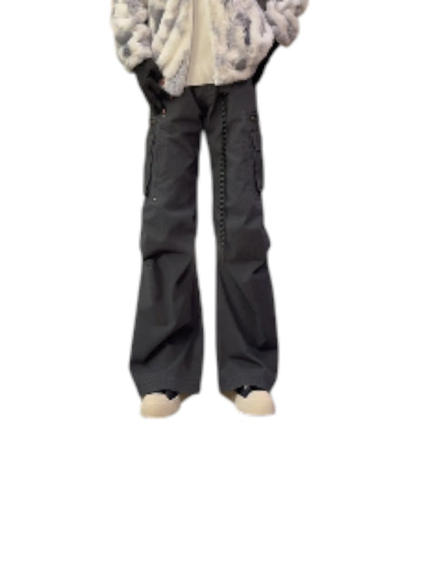 WASHED VINTAGE FLARE CARGO PANTS tt036