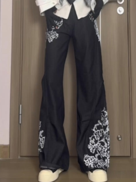 FLORAL PRINT CLEANFIT FLARED JEANS TT073