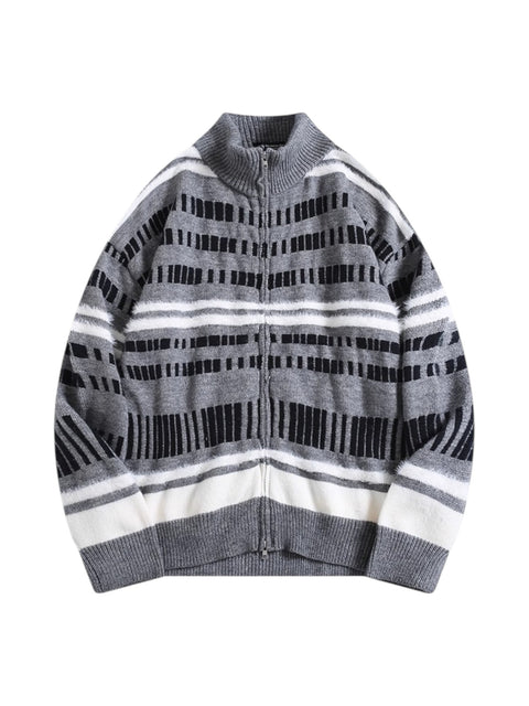 ZIP-UP PANELLED KNIT CARDIGAN tt025