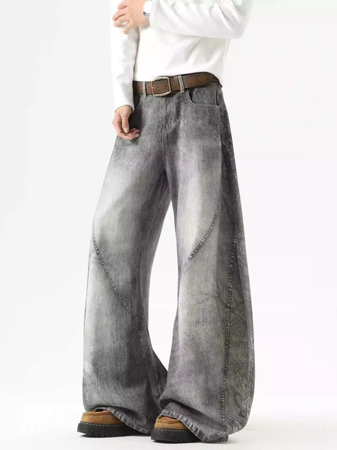 SABER-CUT DECONSTRUCTED WASHED JEANS tt018