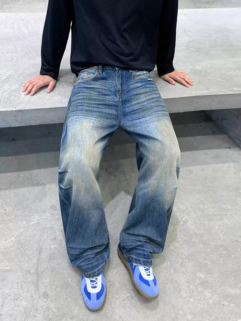 RELAXED STRAIGHT-LEG WASHED JEANS st5150