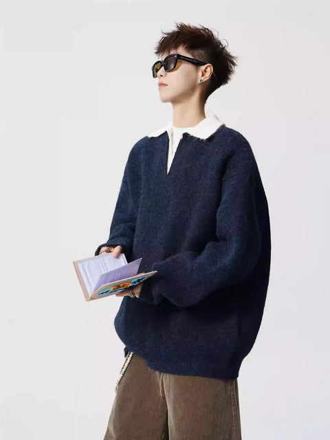 WOOL FAKE-LAYER SWEATER tt012