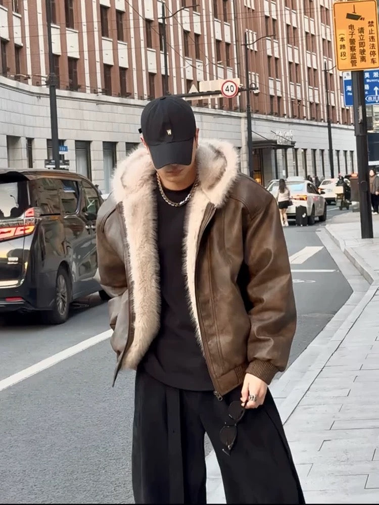 [FLAT ROOM] AVIATOR SHEARLING HOODED JACKET ST2063