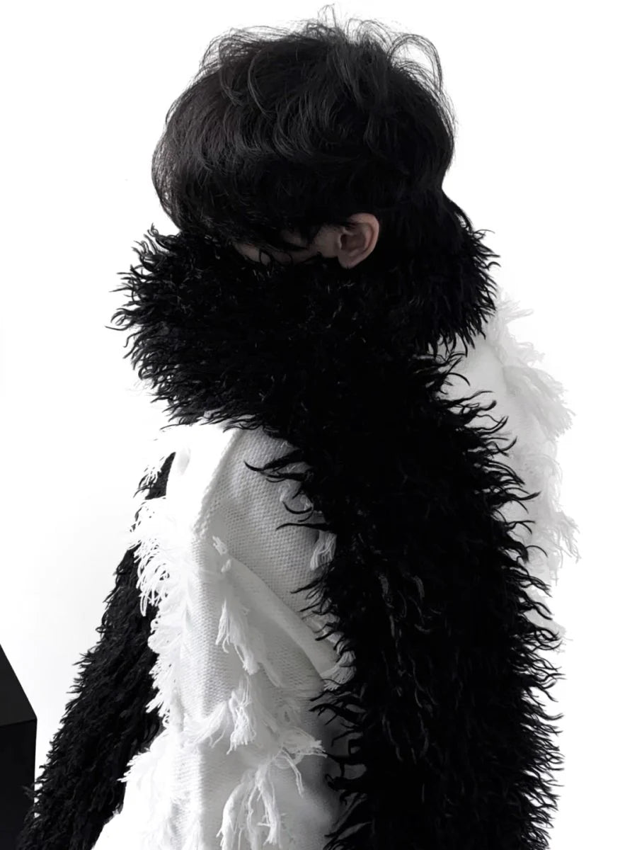 [AUTUMNWIND] BLACK SOFT LONG FUR SCARF ST914