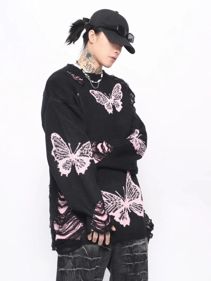 [MZ] BROKEN HOLES DESIGN OVERSIZE KNIT ST1179