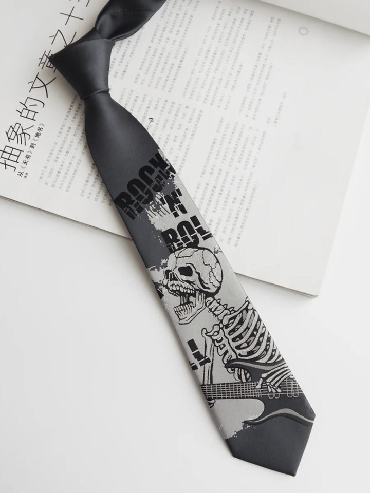 DARK GRAY SKULL TIE TREND ST551