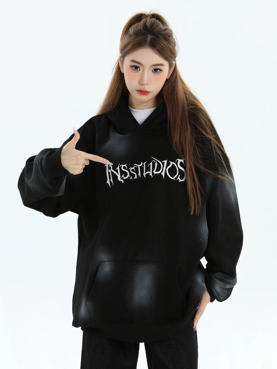 SPRAY PAINT LOGO LOOSE HOODIE ST1199