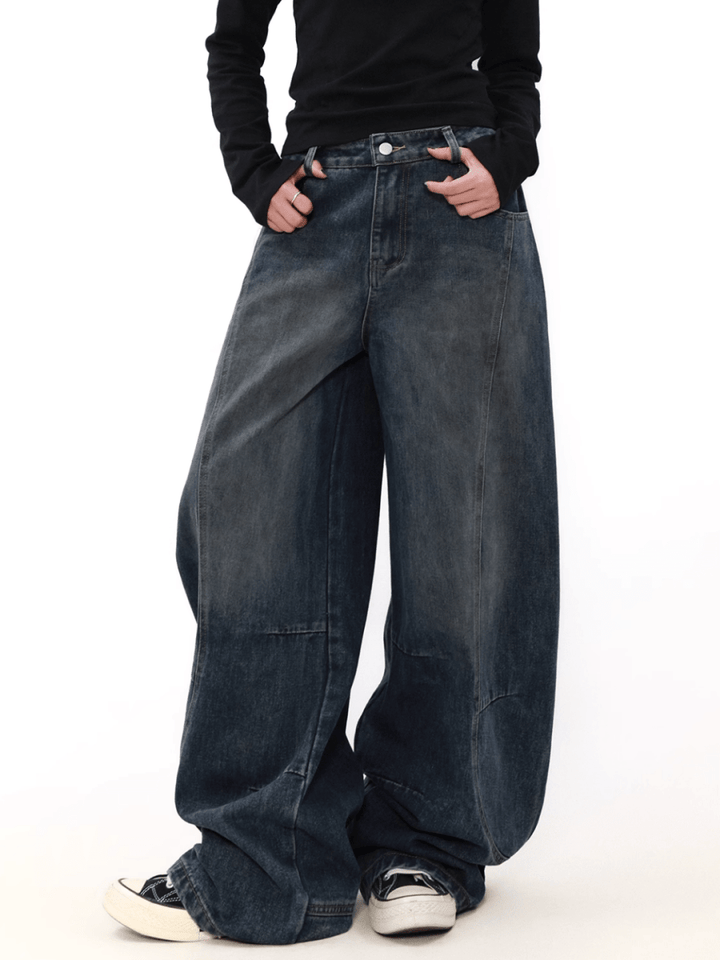 [MRNEARLY] wide leg straight jeans st2845