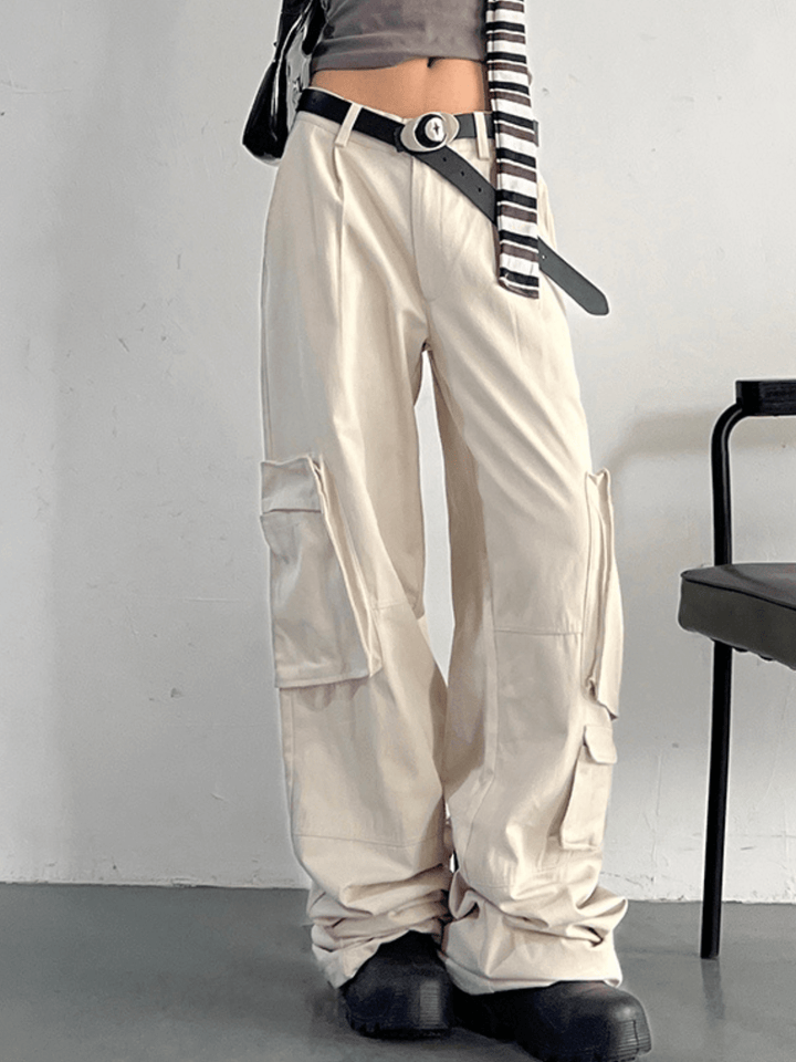 [CRAZY STUDIO] high waist casual loose wide leg pants st1829