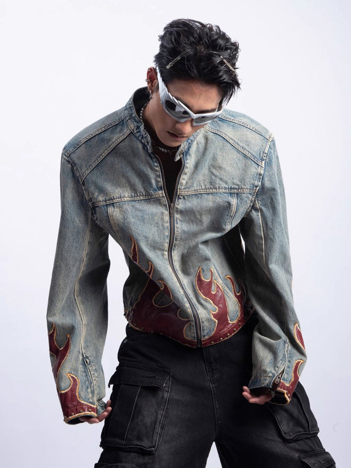 [PLAN1ONE]washed denim jacket nst2669