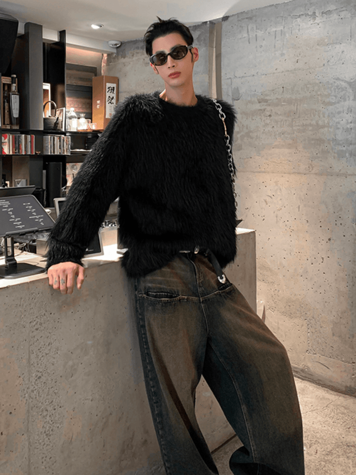 [HOZI] Round Fur Knit st1535