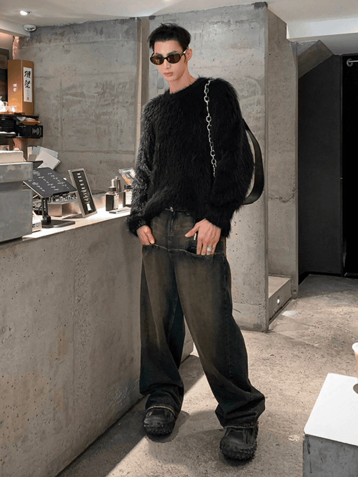 [HOZI] Round Fur Knit st1535