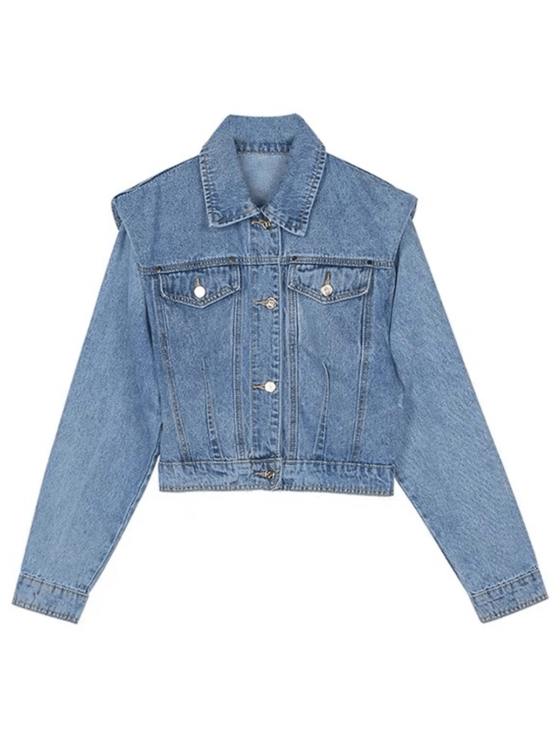 [ArguE CulturE] pleated design shoulder pad denim jacket st1645