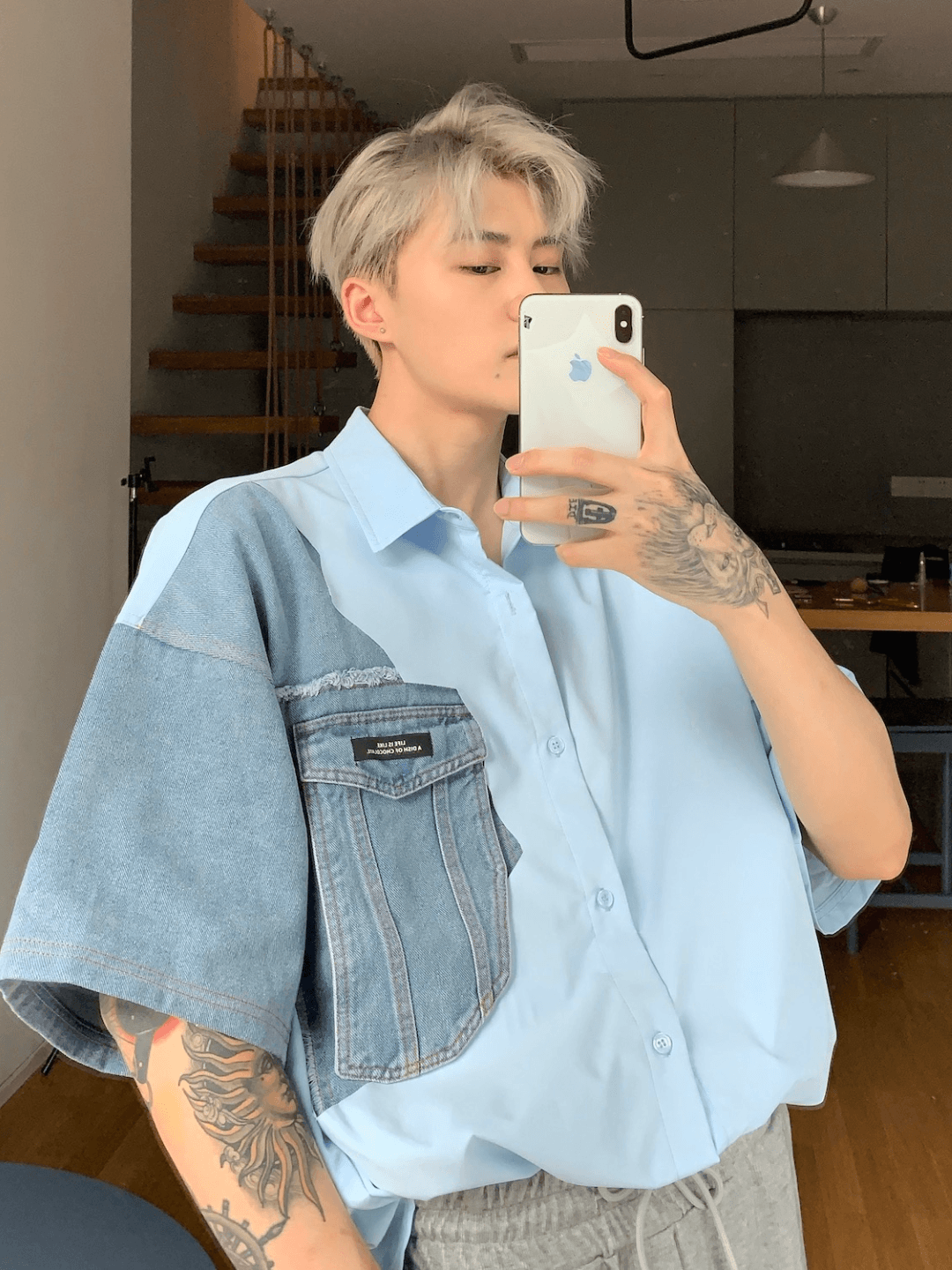 [CUIBUJU] hi-end denim shirt st1167