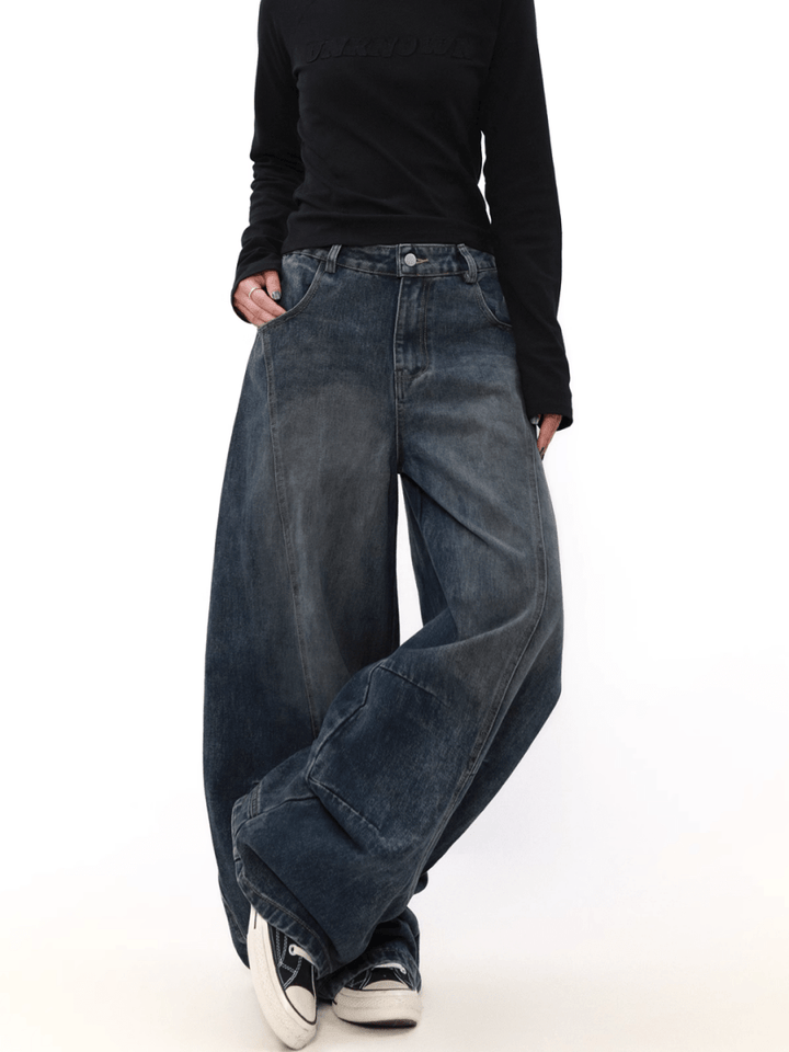 [MRNEARLY] wide leg straight jeans st2845