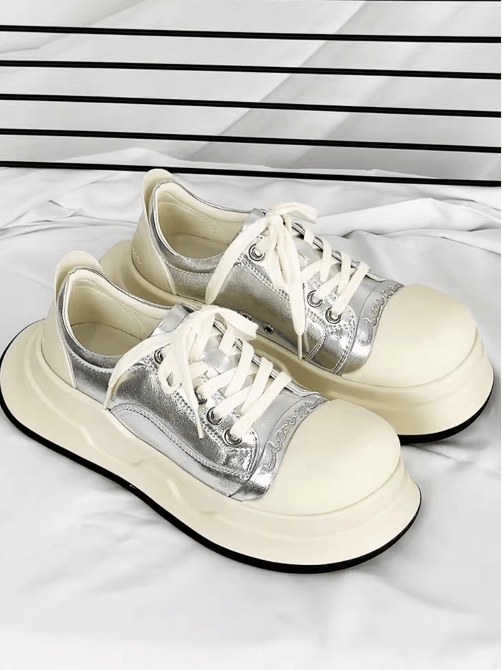 black and white round head shoes st2185