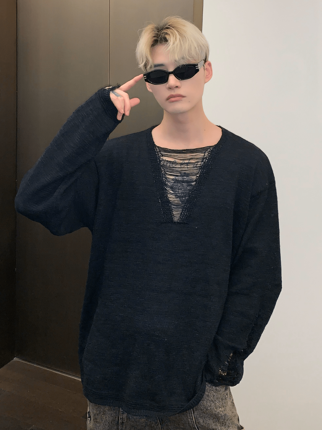 [CUIBUJU] V-neck loose trend within shirt st2061