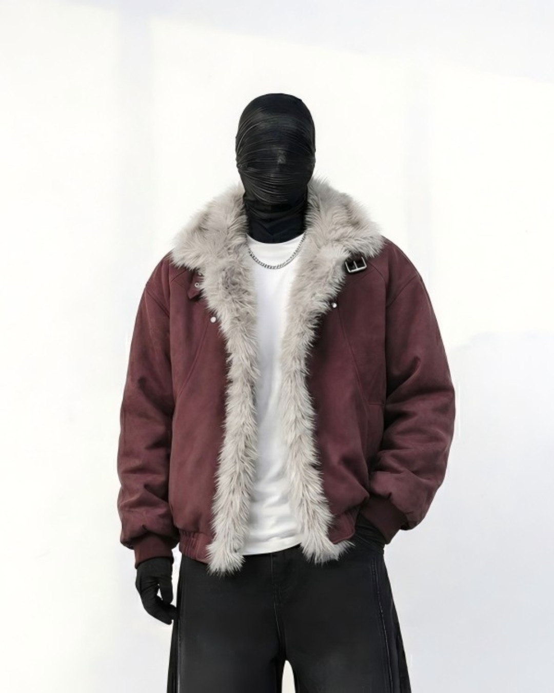 FAUX SUEDE FUR-TRIM PADDED JACKET st5087