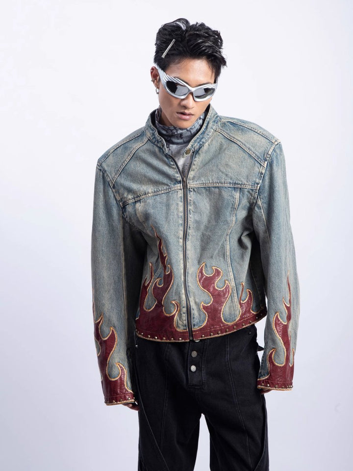 [PLAN1ONE]washed denim jacket nst2669