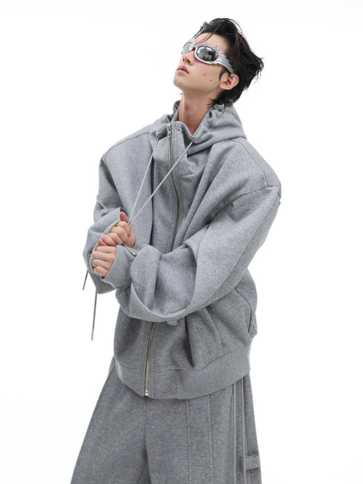 [CULTUREE] LOOSE HOODED SWEATER JACKET + BOTTOMS ST1035