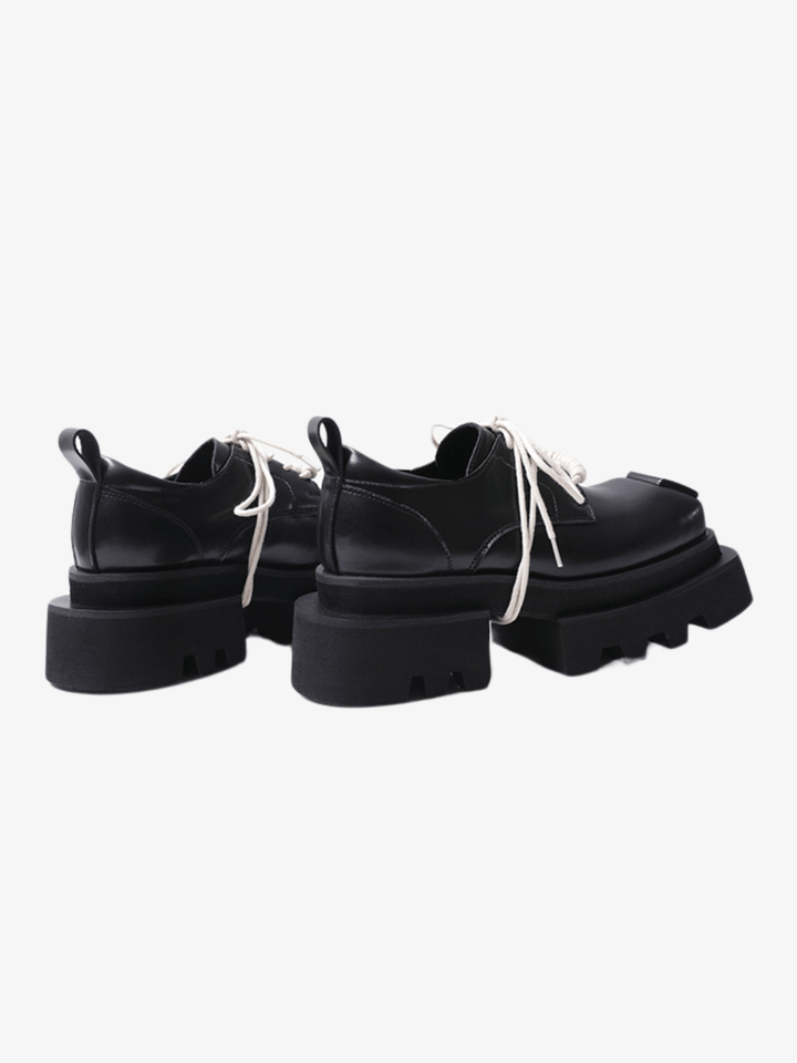 leather square head lace-up Derby shoes st1896