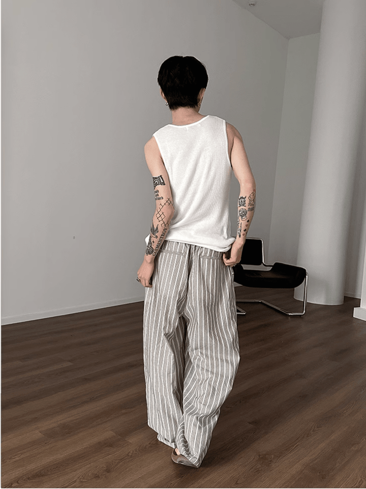 [GENESISBOY] striped cotton loose pants st2077