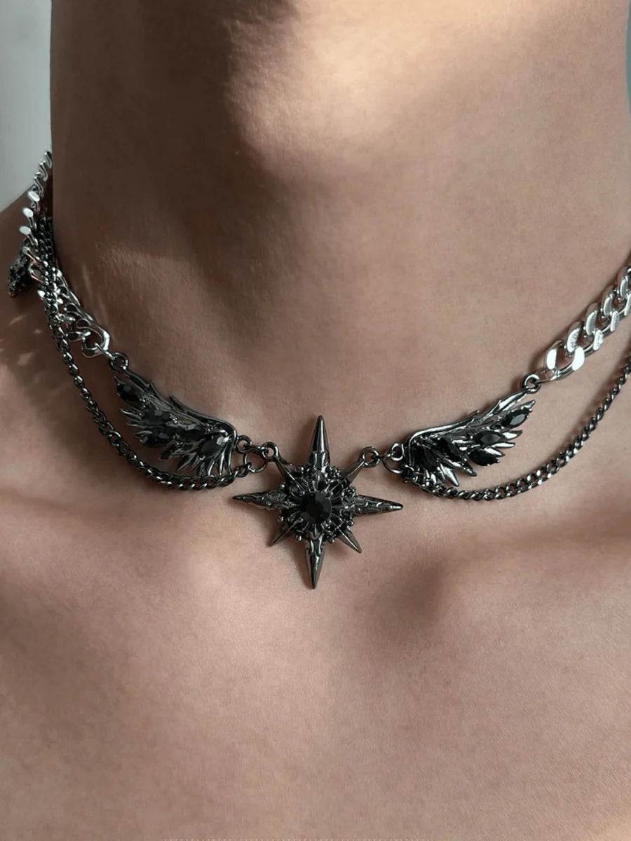 [CHEALIMPID] DARKGEMSTONE DIAMONDS WINGS DESIGN NECKLACE ST1190