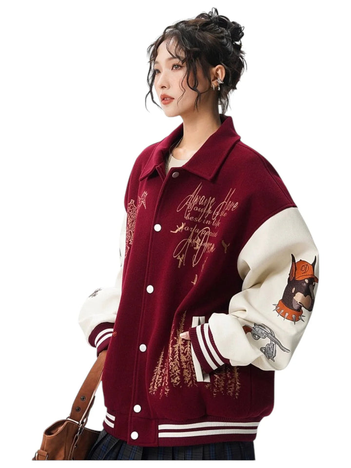 [W.K] PATCHED VARSITY EMBROIDERED JACKET st5030