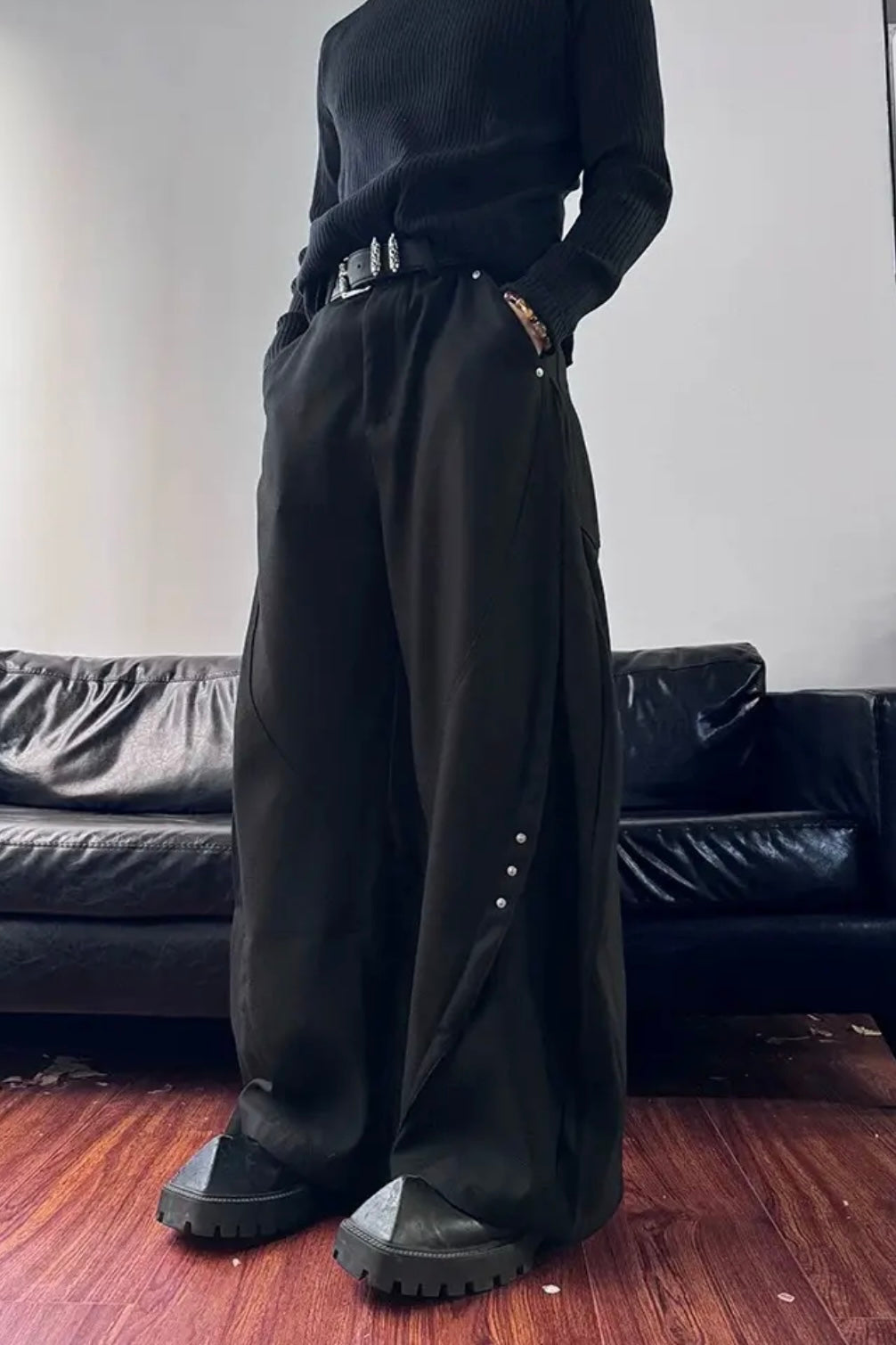 [FLAT ROOM] VINTAGE WIDE-LEG PANEL TROUSERS ST2053