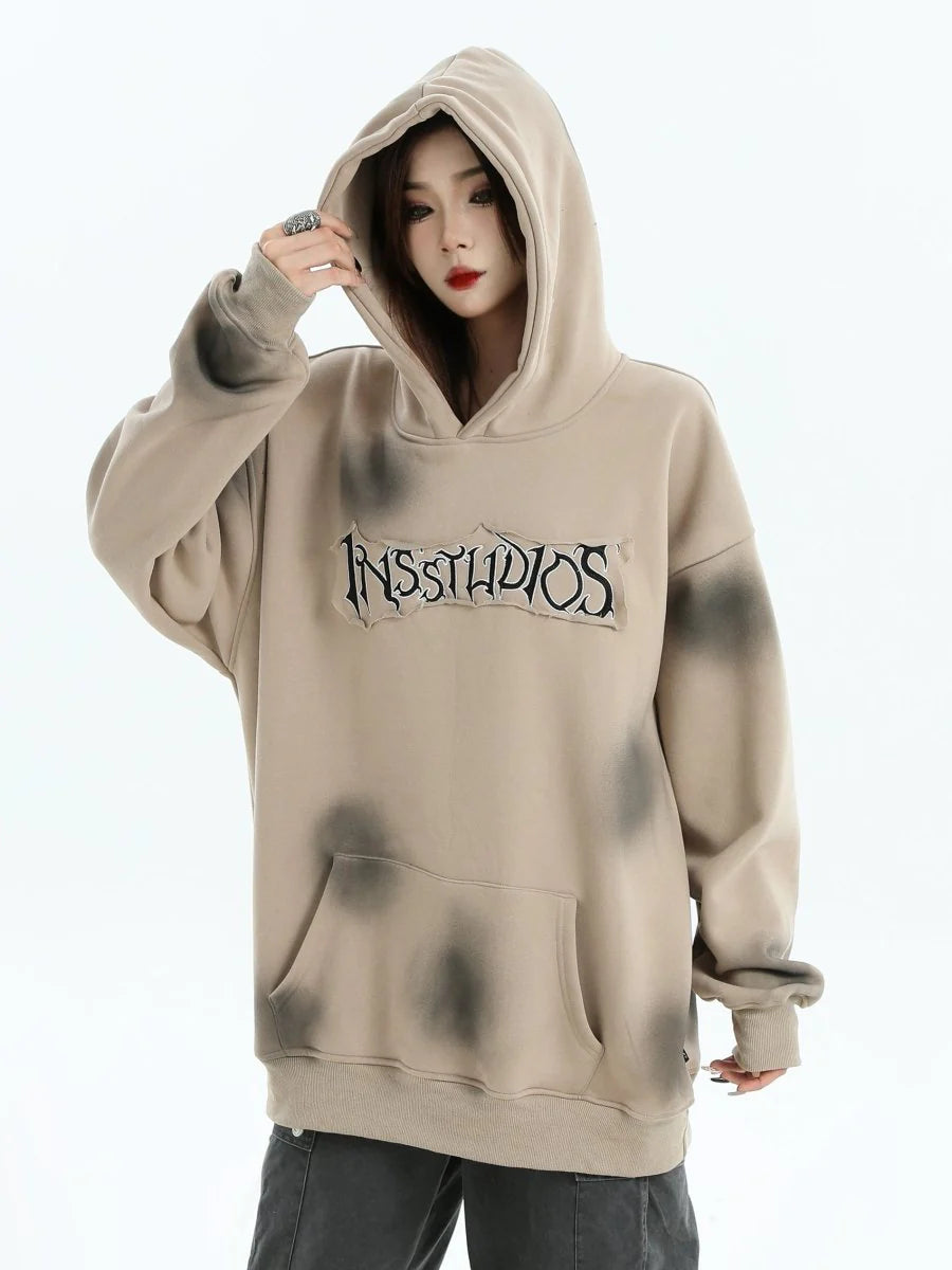 SPRAY PAINT LOGO LOOSE HOODIE ST1199