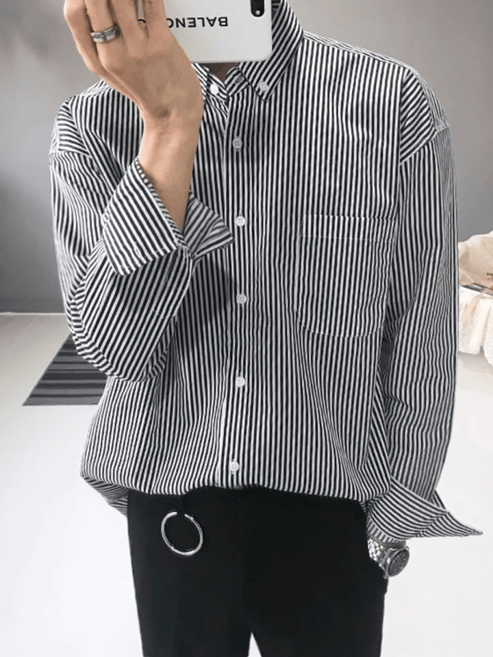 [MRCYC] Autumn long-sleeved striped shirt men st1708