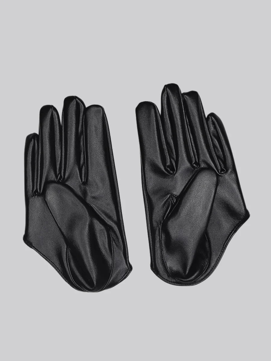 DARK FINGERLESS LEATHER GLOVES ST1256