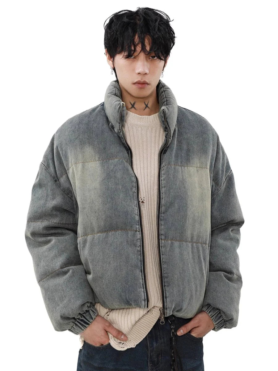 [MRNEARLY] WASHED DENIM DOWN JACKET ST1052