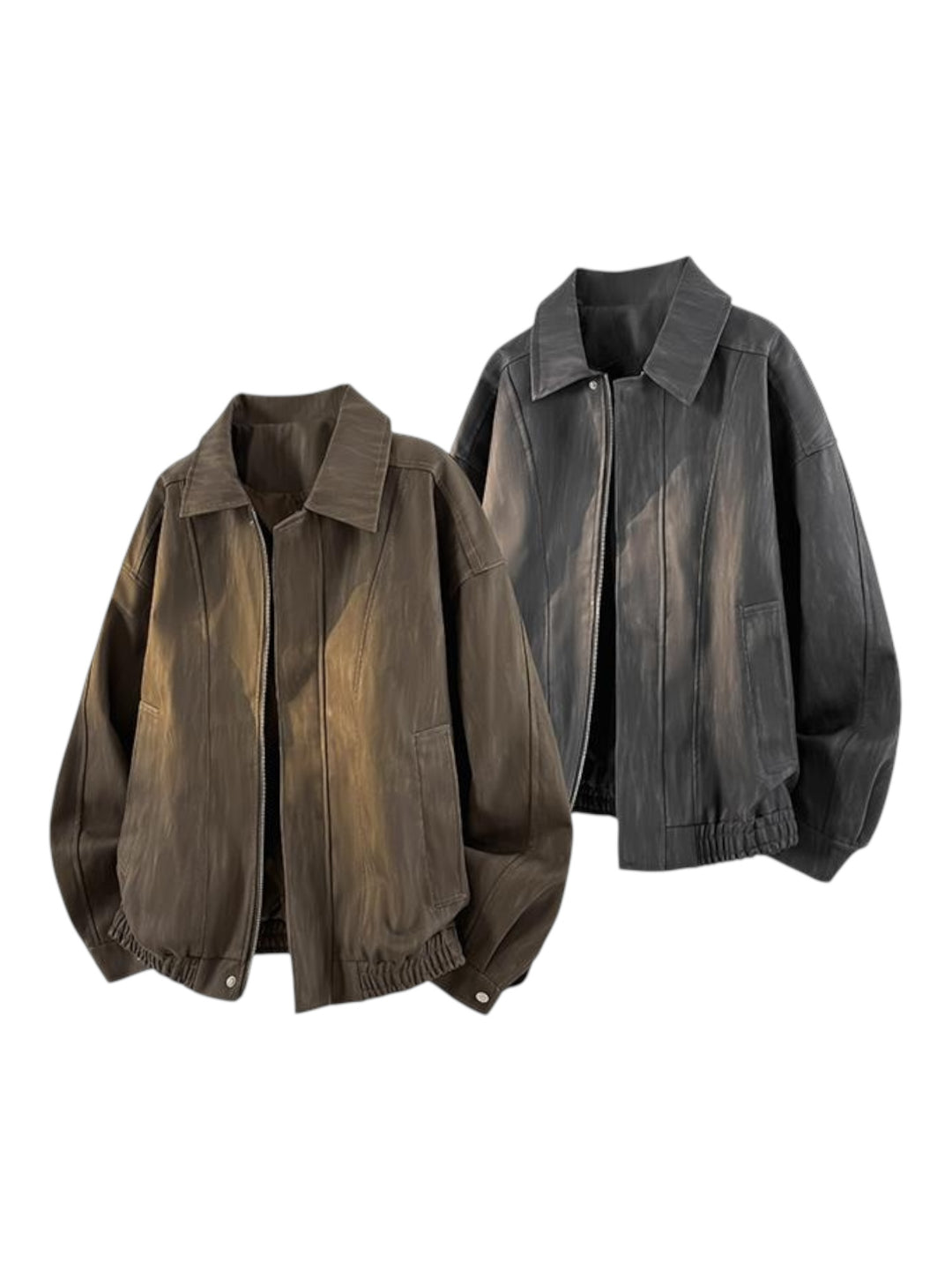 DYED FAUX LEATHER HARRINGTON JACKET st5064