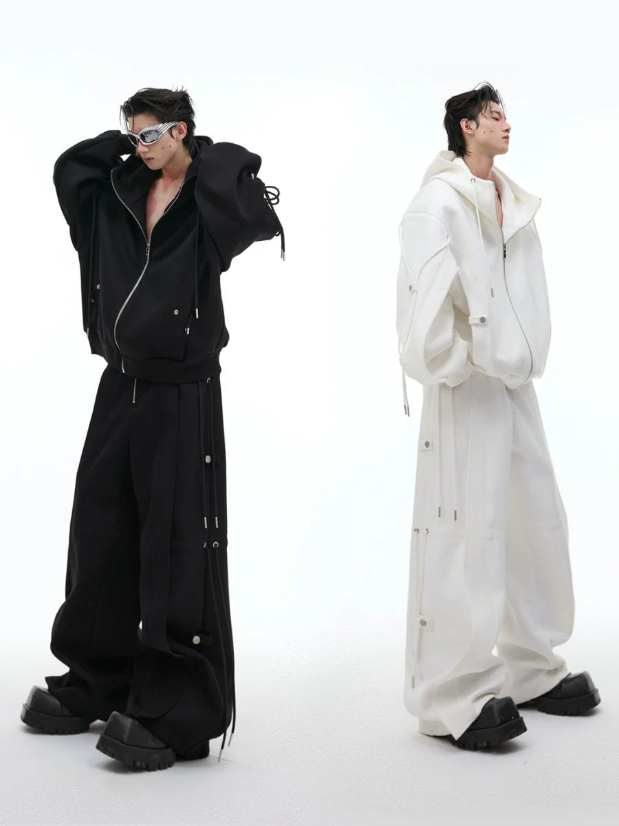 [CULTUREE] LOOSE HOODED SWEATER JACKET + BOTTOMS ST1035