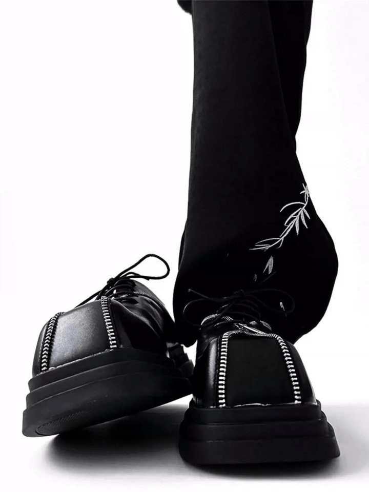 Square head leather shoes st2123