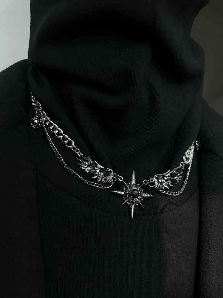 [CHEALIMPID] DARKGEMSTONE DIAMONDS WINGS DESIGN NECKLACE ST1190