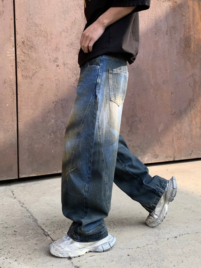 [FLAT ROOM ]VINTAGE WASHED WIDE-LEG JEANS ST1261