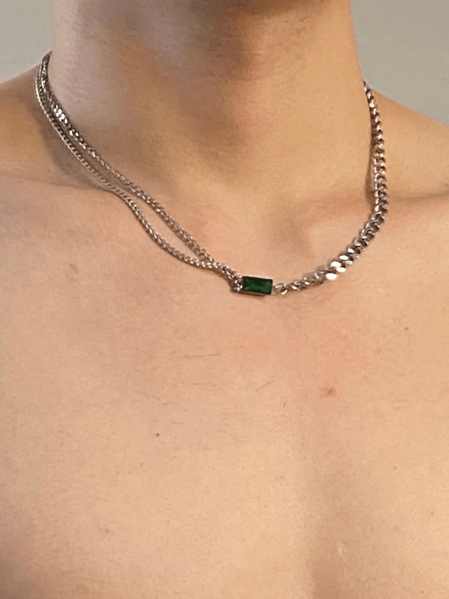 SQUARE GREEN DIAMOND NECKLACE ST1198