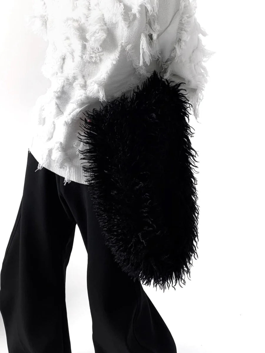 [AUTUMNWIND] BLACK SOFT LONG FUR SCARF ST914