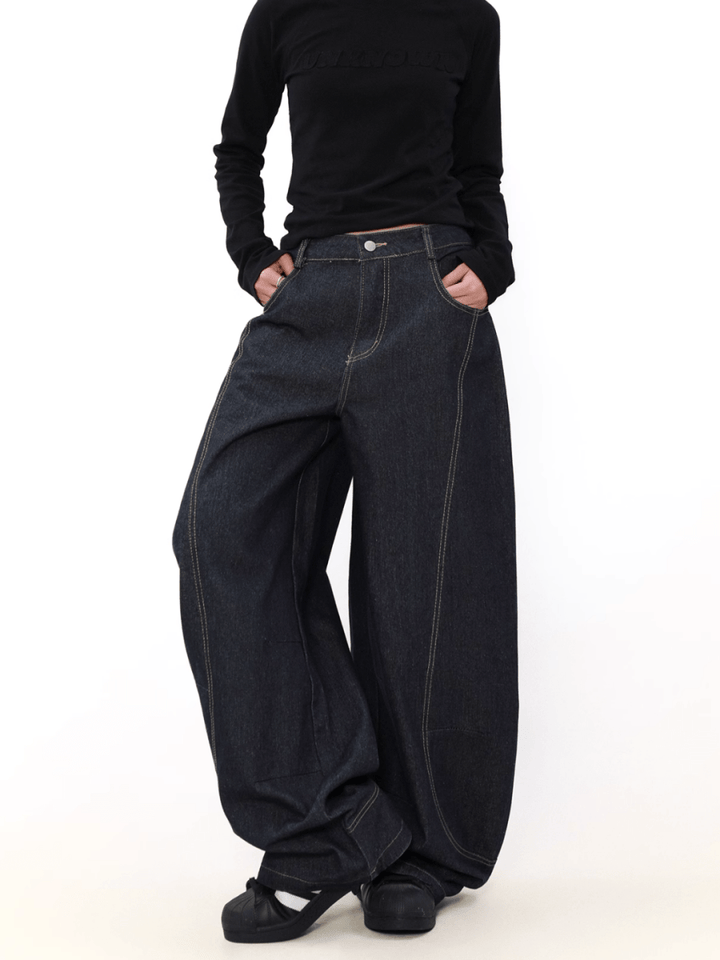 [MRNEARLY] wide leg straight jeans st2845