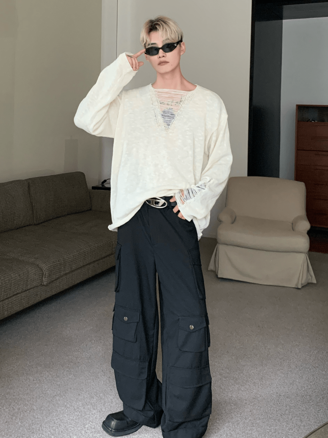 [CUIBUJU] V-neck loose trend within shirt st2061