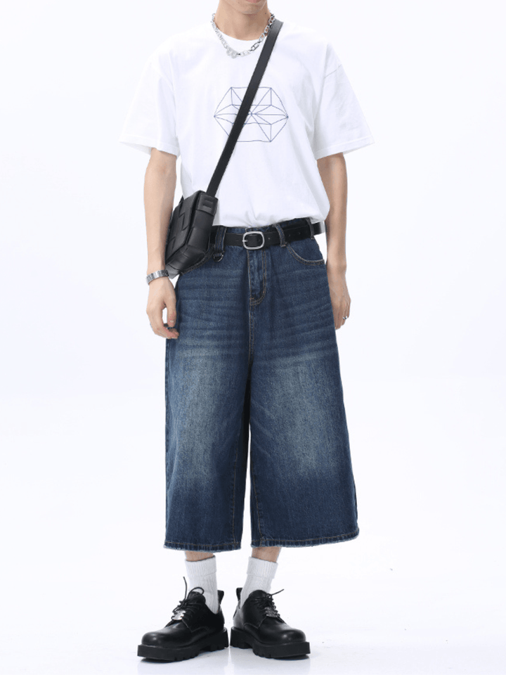 washed straight denim pants shorts st1626
