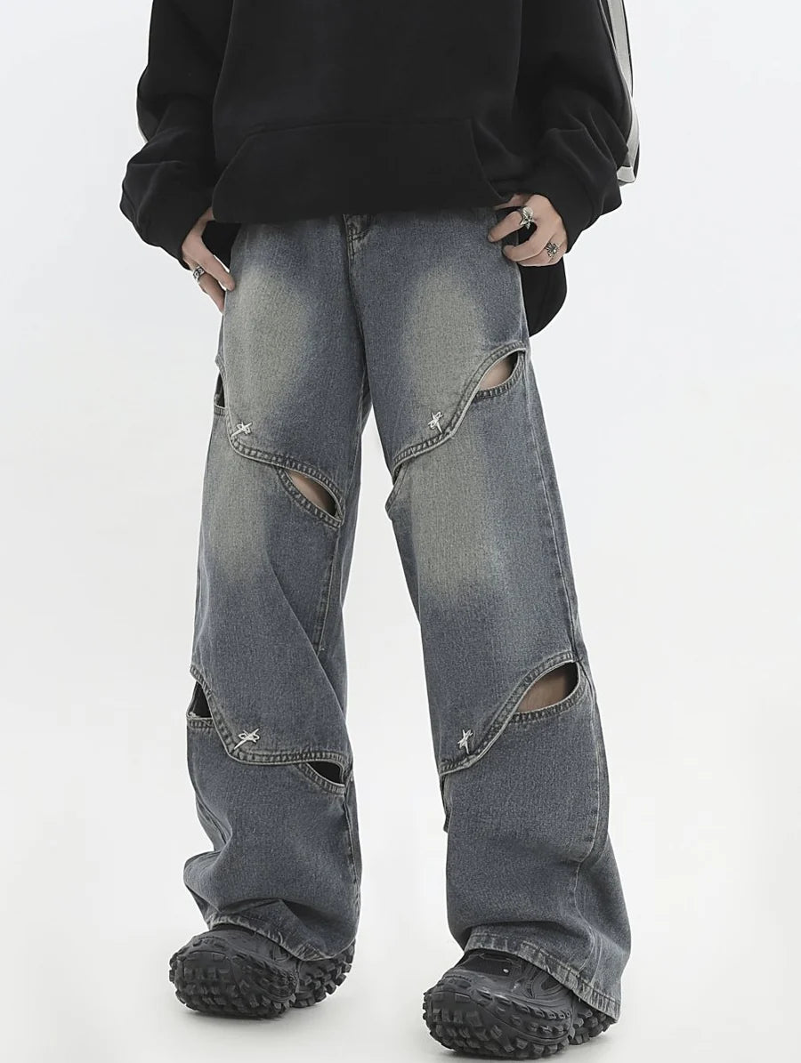 METAL HOLE BREAKING JEANS ST1231