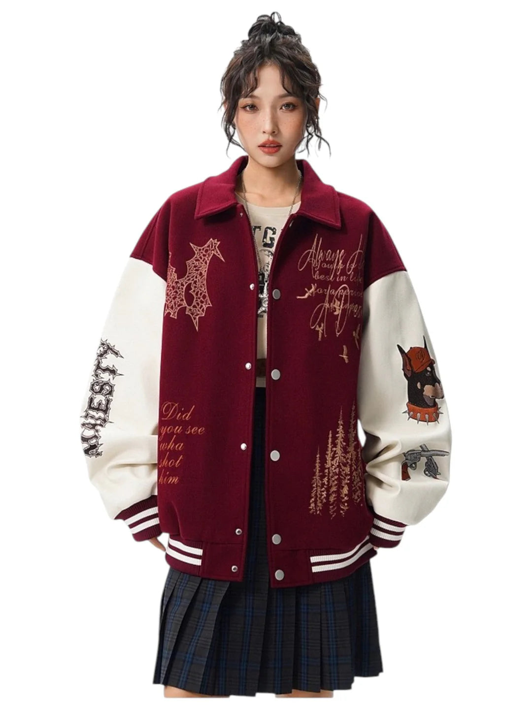 [W.K] PATCHED VARSITY EMBROIDERED JACKET st5030